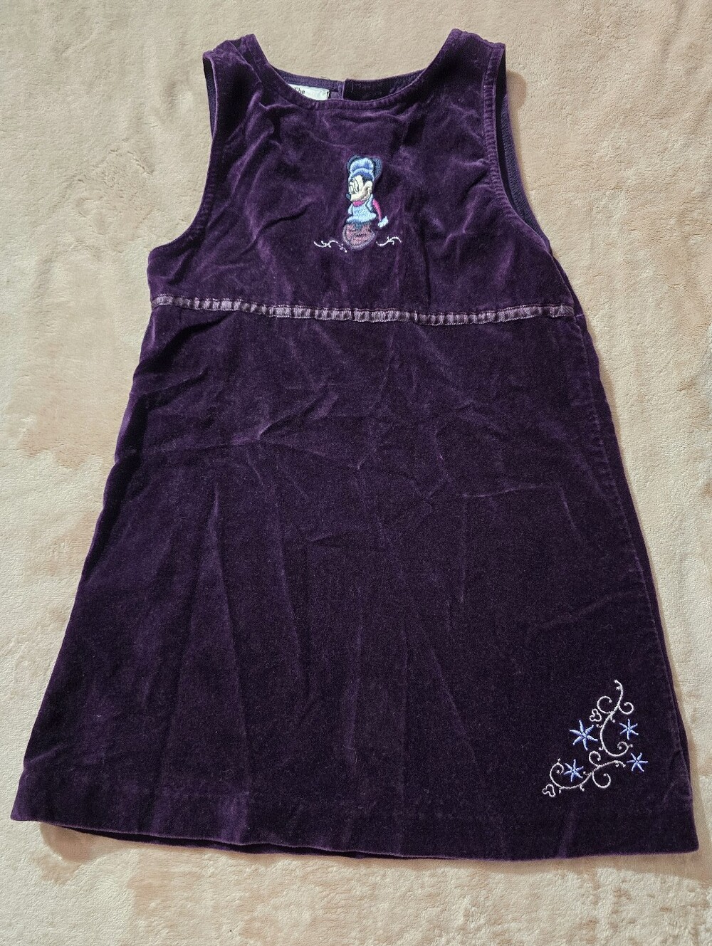 vintage Disney Store grape-purple velvet Minnie Mouse jumper dress Snowflake 4t